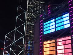 04A Bank Of China Tower, Cheung Kong Centre, HSBC Building are lit up for the Symphony of Lights from Sevva rooftop bar Hong Kong